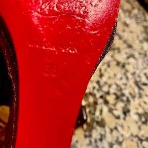 Original Christian Louboutin black patent sandal. Pristine condition worn 1x.